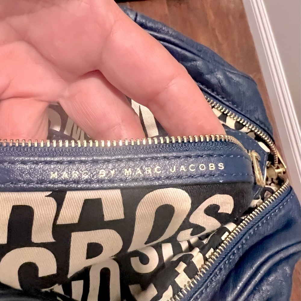Marc BY MARC JACOBS blue leather satchel shoulder bag